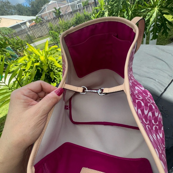 NWT Authentic COACH PRK DREAM C TOTE BAG in Magenta & Tan Incl Dust Bag - Picture 6 of 12